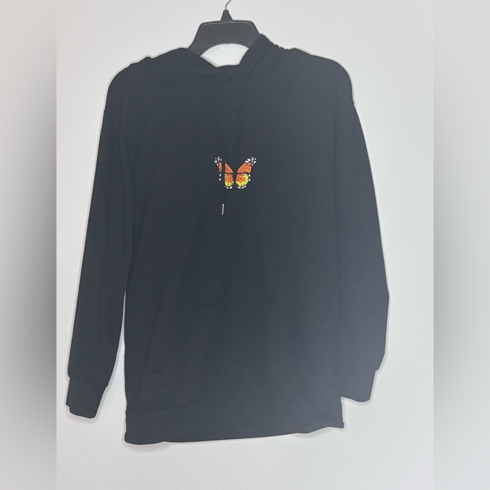 Black Hoodie with Butterfly Design